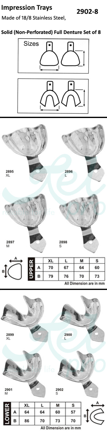 2025-large-prod-Solid (Non-Perforated) Full Denture Set of 8 - 2902-8