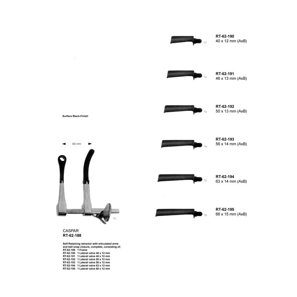 CASPAR RETRACTORS FOR LUMBAR VERTEBRAL COLUMN 60 MM Relpro Caspar retractors for lumbar vertebral column 60 mm relpro