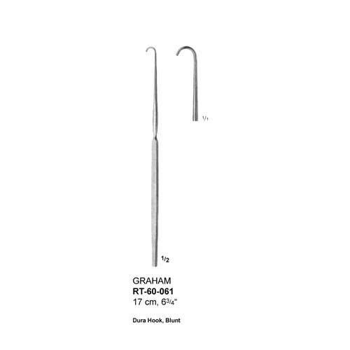 GRAHAM RETRACTOR DURA HOOK, BLUNT - 17 CM - Relpro